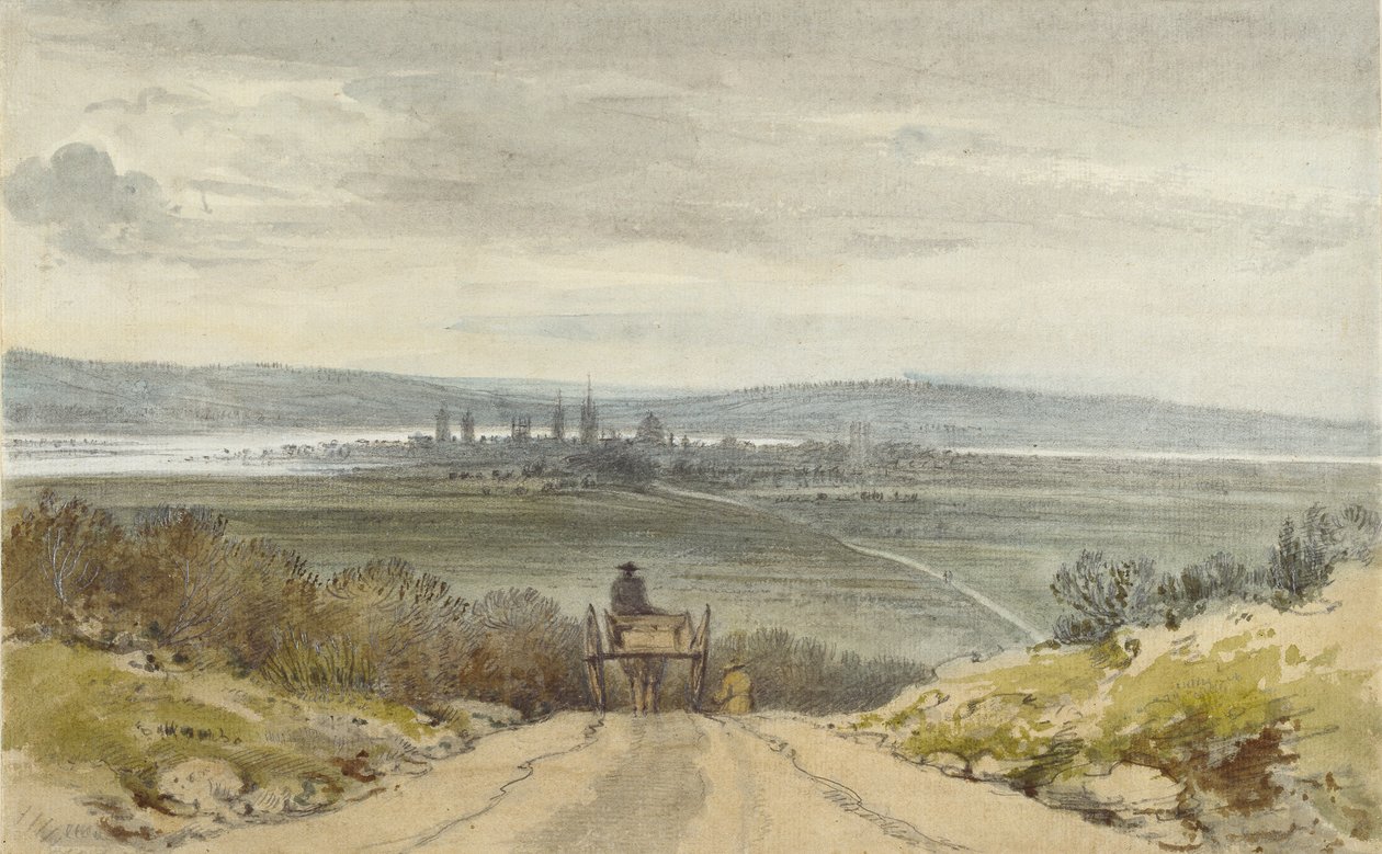 Oxford a Shotover Hillből, visszaemlékezésből, 1791. január 10 alkotó: John Baptist Malchair