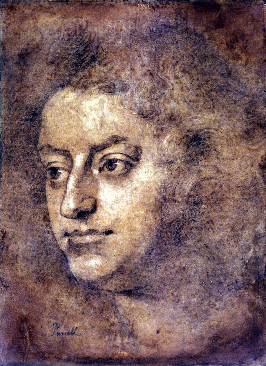 Henry Purcell (1659-1695) angol zeneszerző portréja. Sir John Clostermannak tulajdonított festmény. Fekete kréta. 1695. London, National Portrait Gallery. alkotó: John Baptiste Closterman