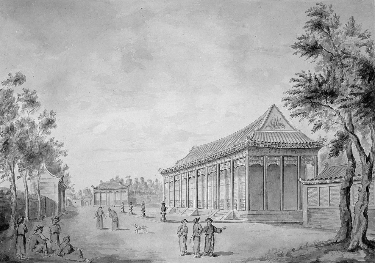 A Régi Nyári Palota közönségterme, Peking, 1793 alkotó: John Barrow