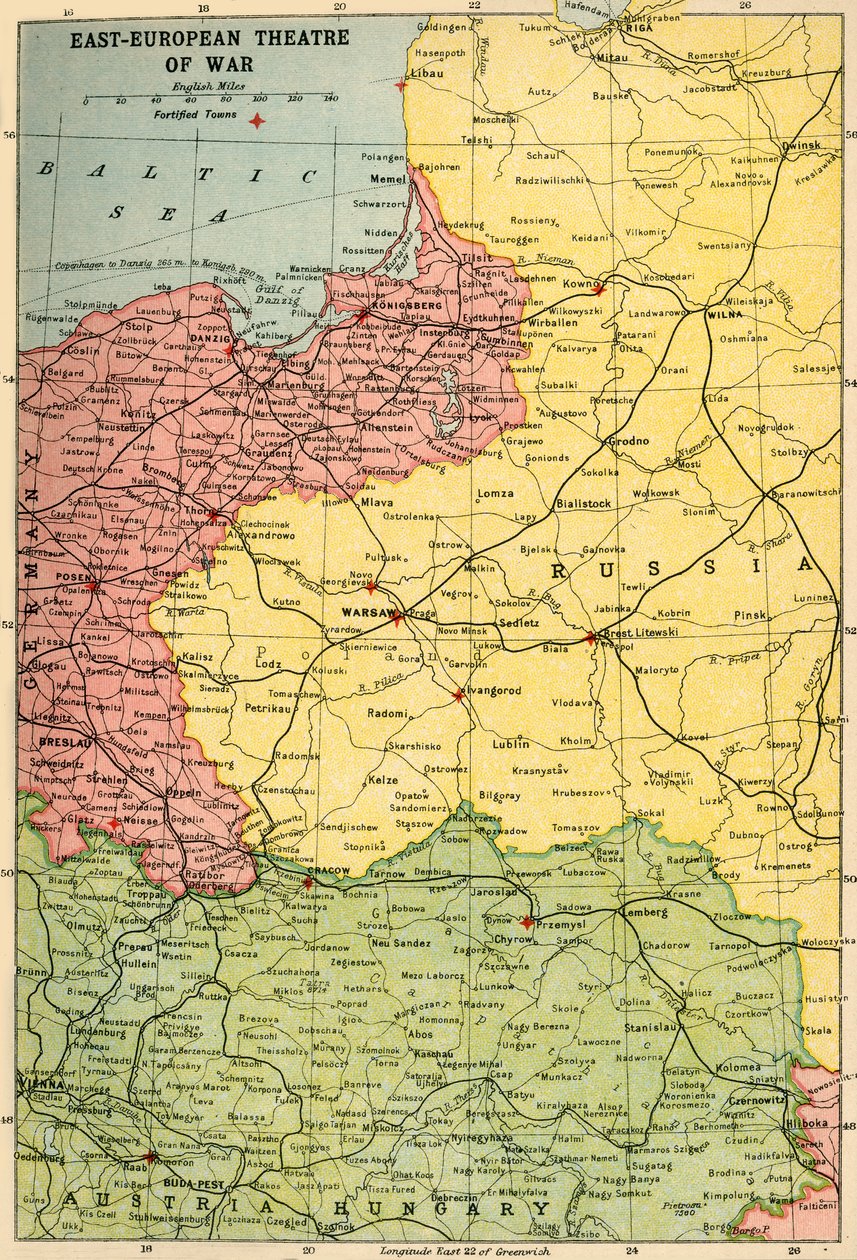 Kelet-Európai Háborús Színház, 1914-1918, c1920. alkotó: John Bartholomew and Son