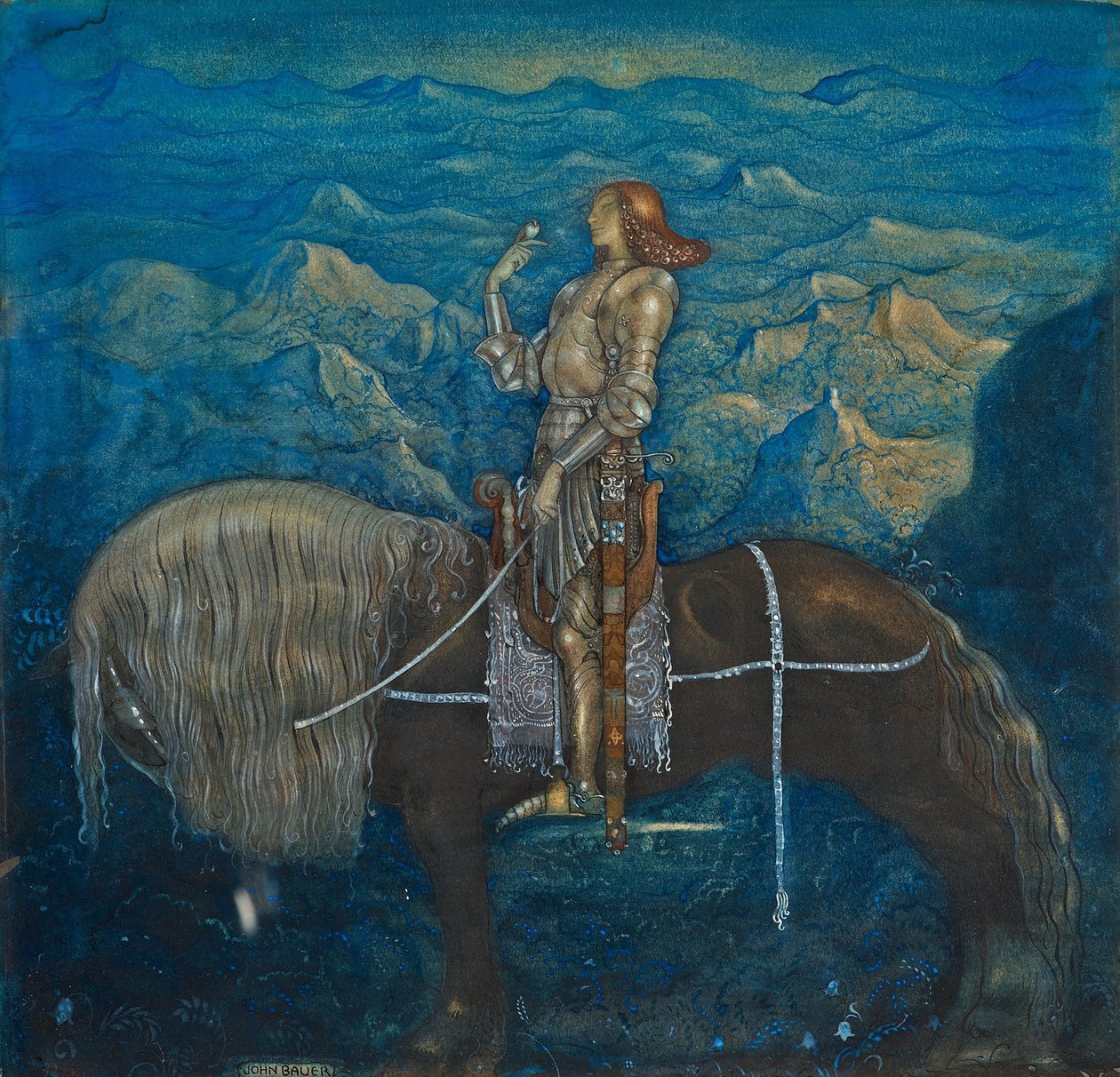 Egy lovag, az "A gnómok és trollok között", 1915 alkotó: John Bauer