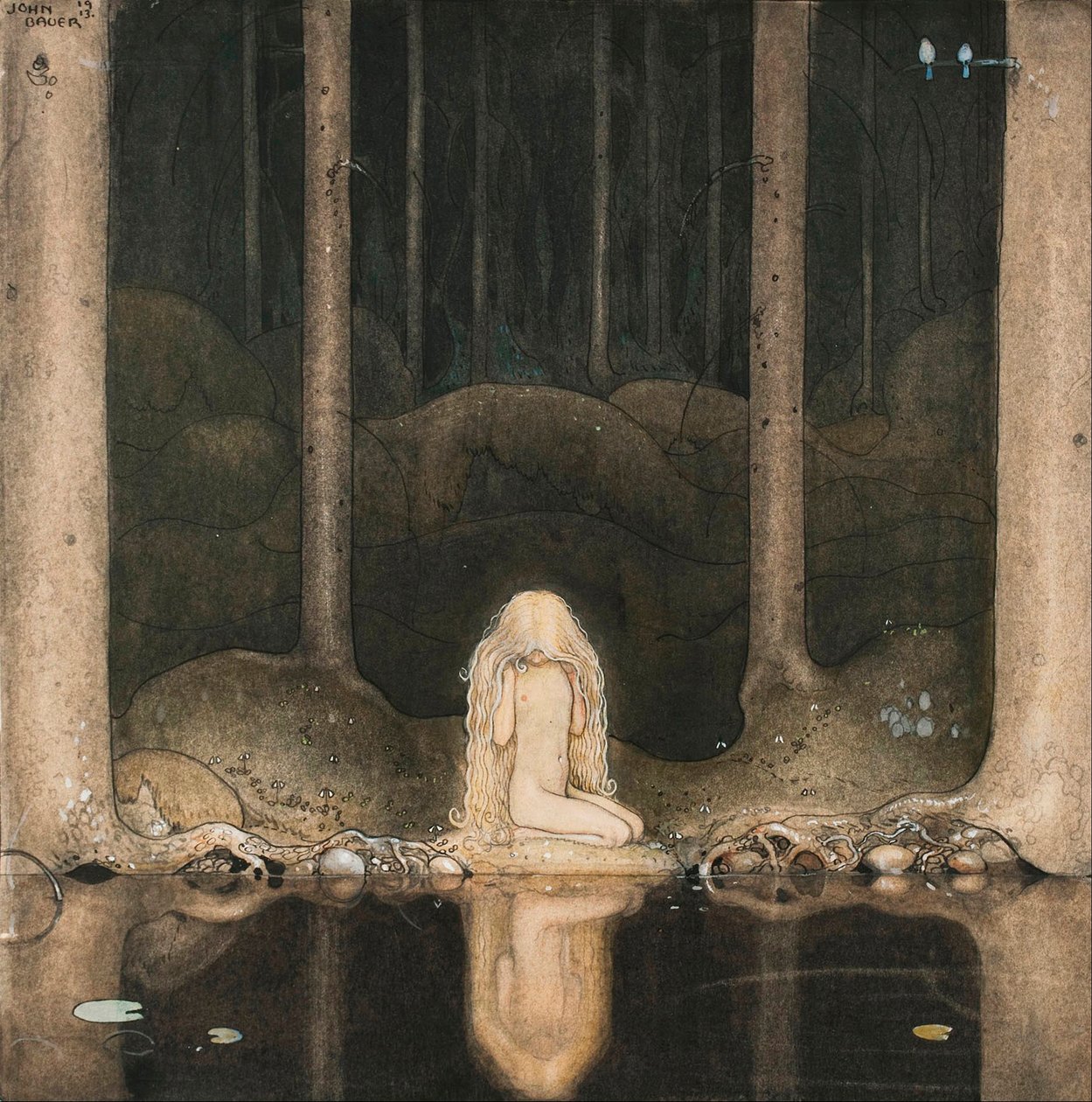 Tuvstarr hercegnő nosztalgiával nézi a tó vizét alkotó: John Bauer