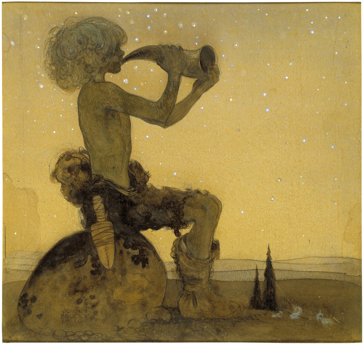 Vill Vallareman, le berger feerique - Vill-Vallareman, Bauer, John (1882-1918). Akvarell papíron alkotó: John Bauer