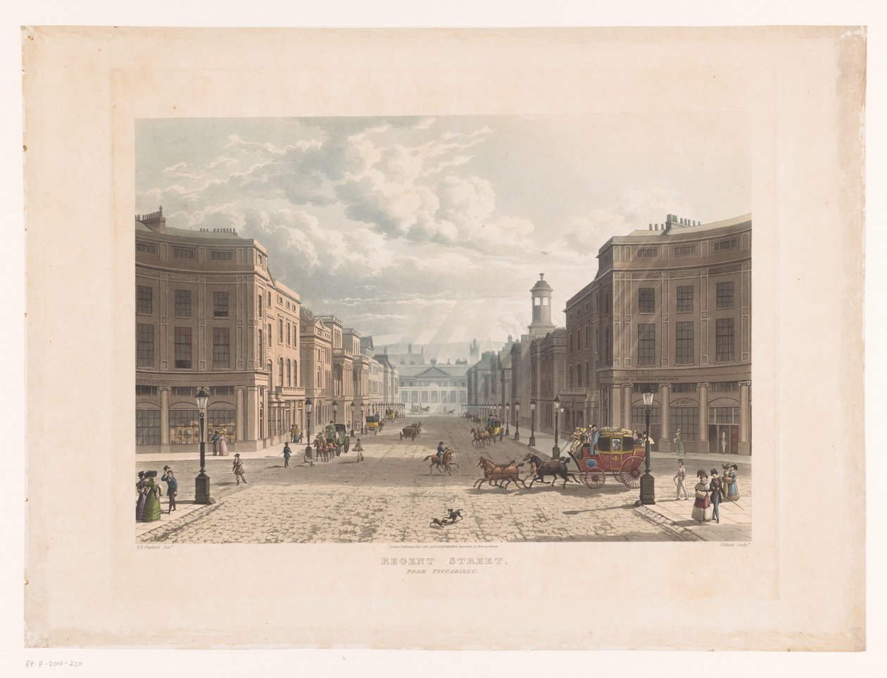 Kilátás a londoni Regent Streetre a Picadilly Circusról Regent Street, Piccadillyről (cím az objektumon) alkotó: John Bluck