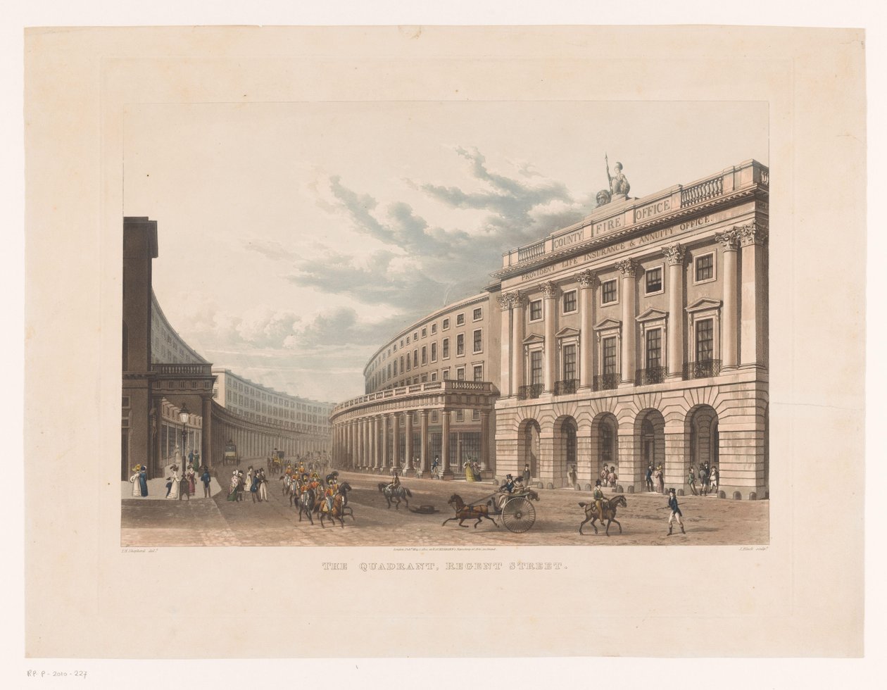 Kilátás a Regent Streetre Londonban The Quadrant, Regent Street (cím az objektumon) alkotó: John Bluck