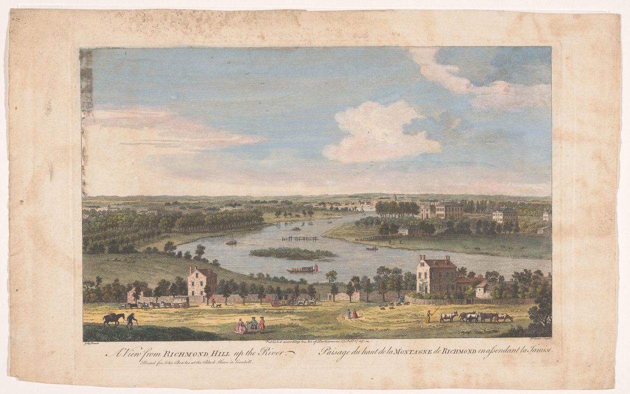 Kilátás a Temze folyóra Richmondban, a Richmond Hillről nézve Kilátás a Richmond Hillről a folyóra (cím az objektumon) alkotó: John Bowles