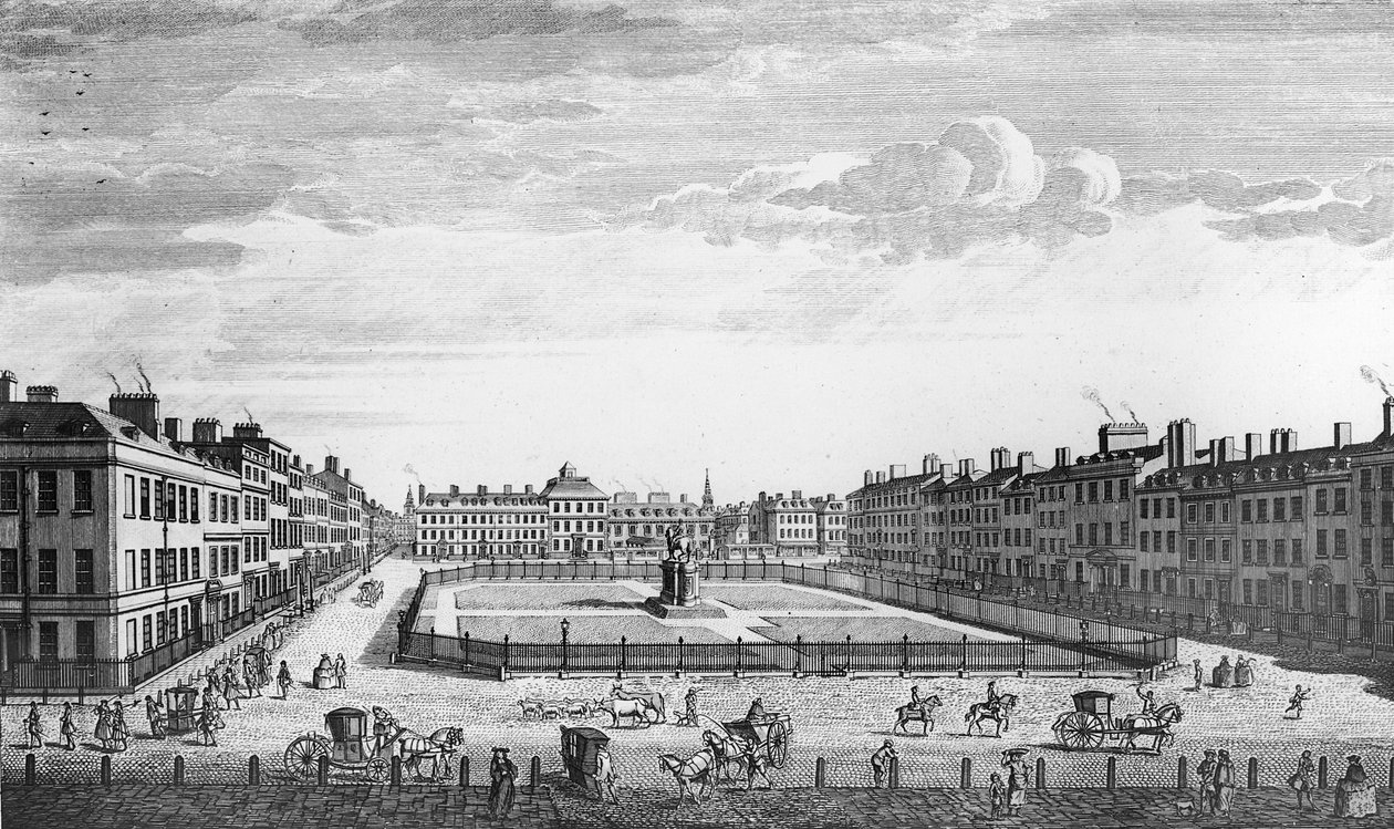 Kilátás a Leicester Square Londonra, 1753 alkotó: John Bowles