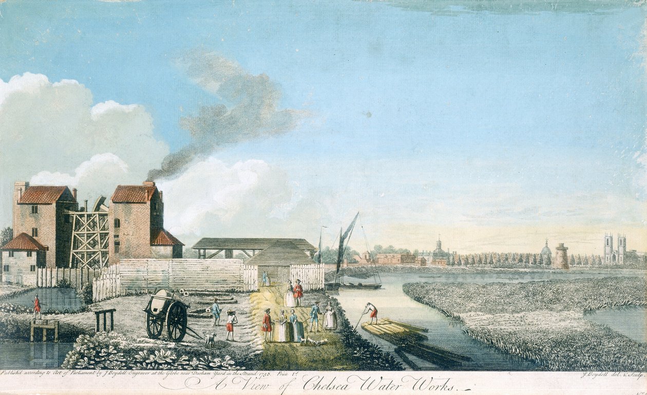 A Chelsea Water Works kilátása, 1750 alkotó: John Boydell