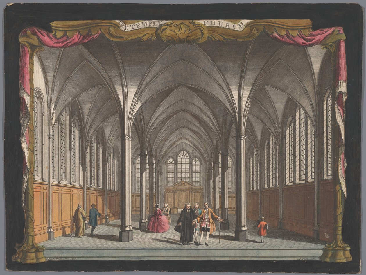 Kilátás a londoni Temple Church belsejére alkotó: John Boydell