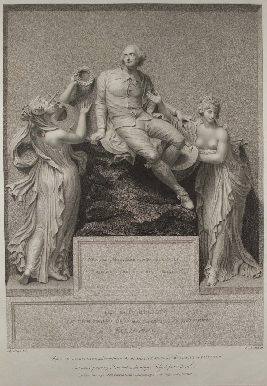 Shakespeare az irodalom múzsájával és a festészet zsenijével, 1803 alkotó: John Boydell