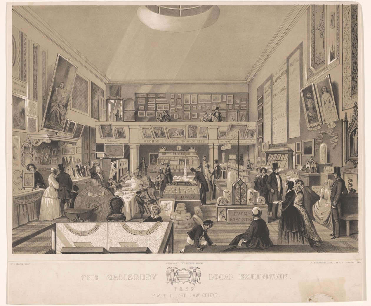 Interieur van de Law Court tijdens de Salisbury helyi kiállítás, 1852 Salisbury Helyi Kiállítás 1852. II. tábla, a Törvényszék (cím a tárgyon) alkotó: John Brandard
