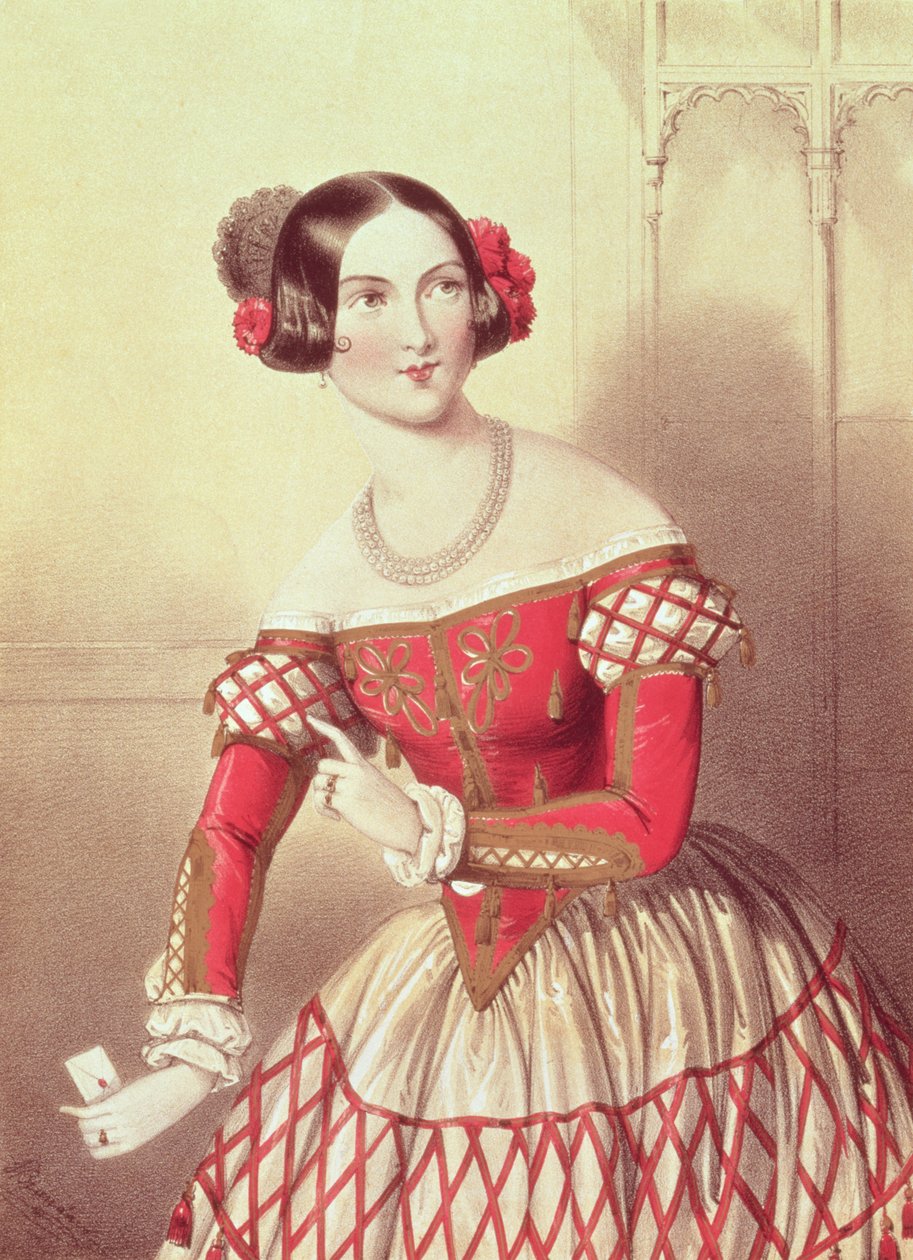 Madame Sontag Rosina szerepében a Sevillai borbélyban, a művész metszetében, 1849 alkotó: John Brandard