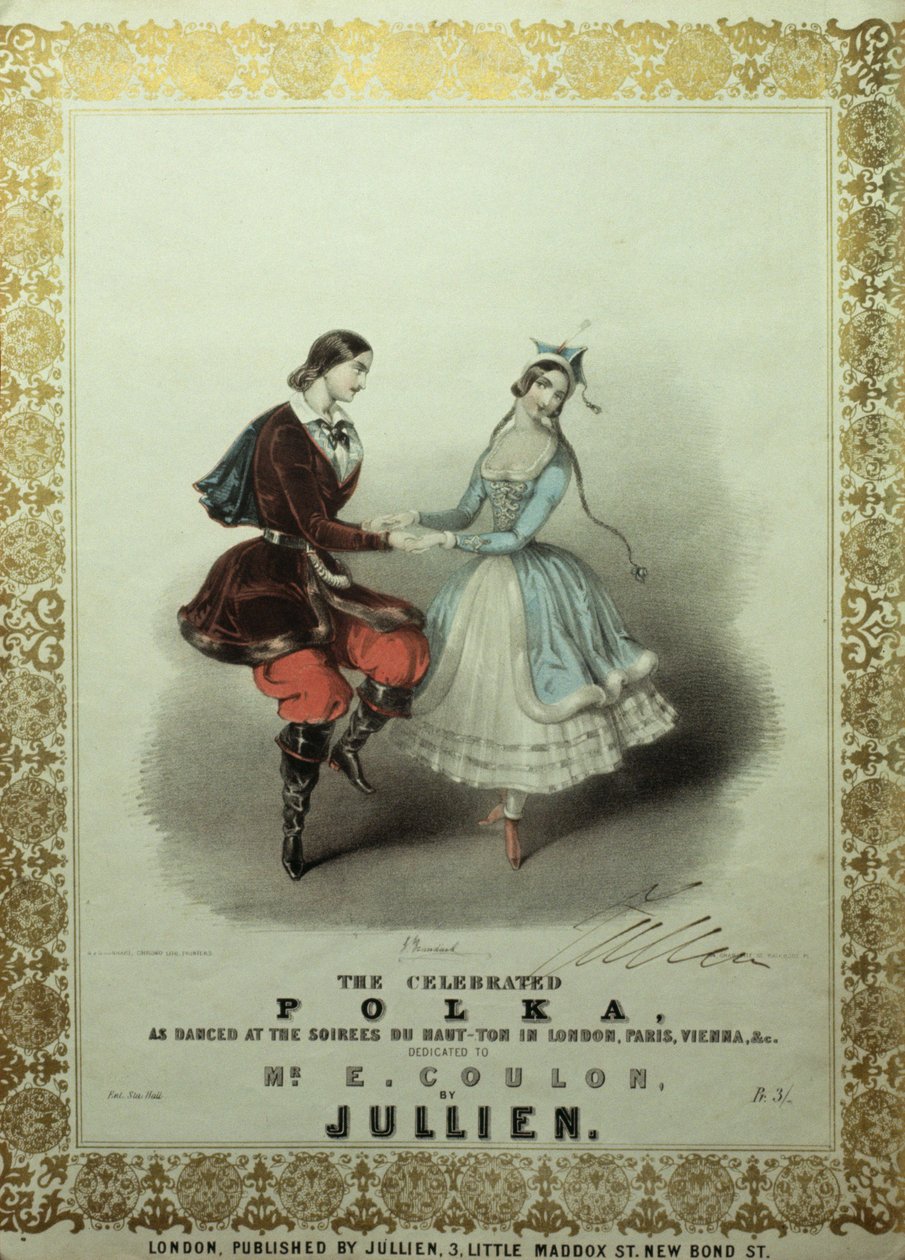 Az ünnepelt polka, éneklap, 1840 (színes litó) alkotó: John Brandard