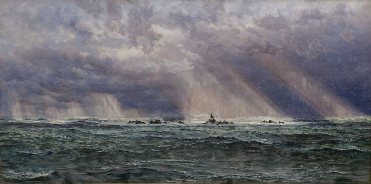 Északnyugati szélvihar a Longships világítótoronynál alkotó: John Brett