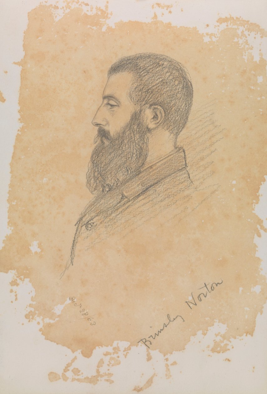 Szakállas férfi portrévázlata, "Brinsley Norton" felirattal (grafit) alkotó: John Brett
