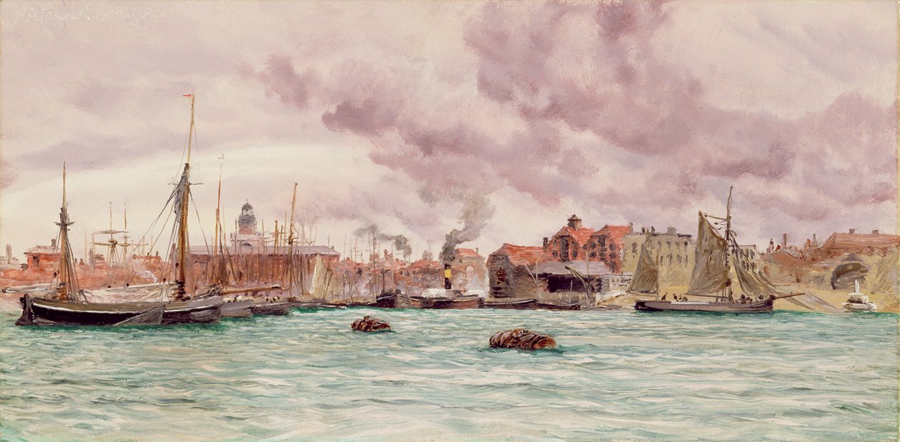 Portsmouth kikötője, 1884 alkotó: John Brett