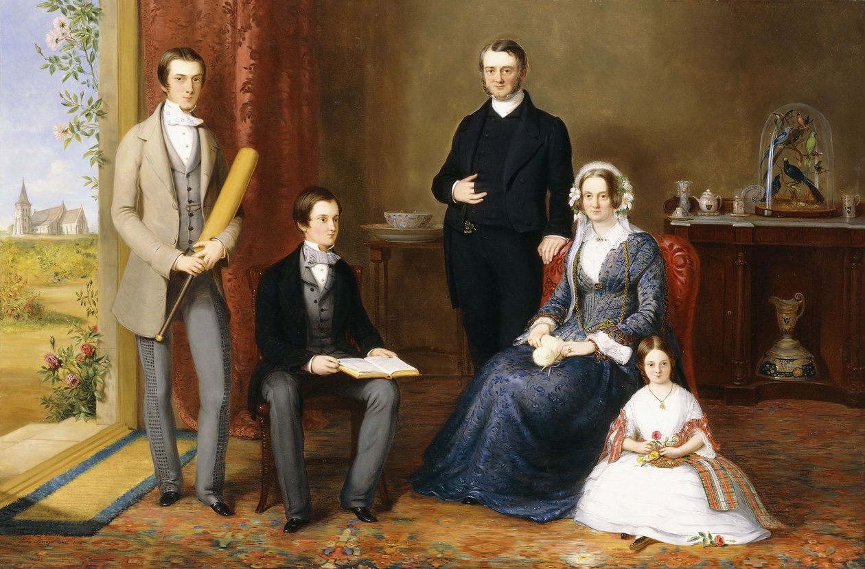 John Witherington tiszteletes, Tetsworth helynöke, Oxon, családjával, 1854 alkotó: John Bridges