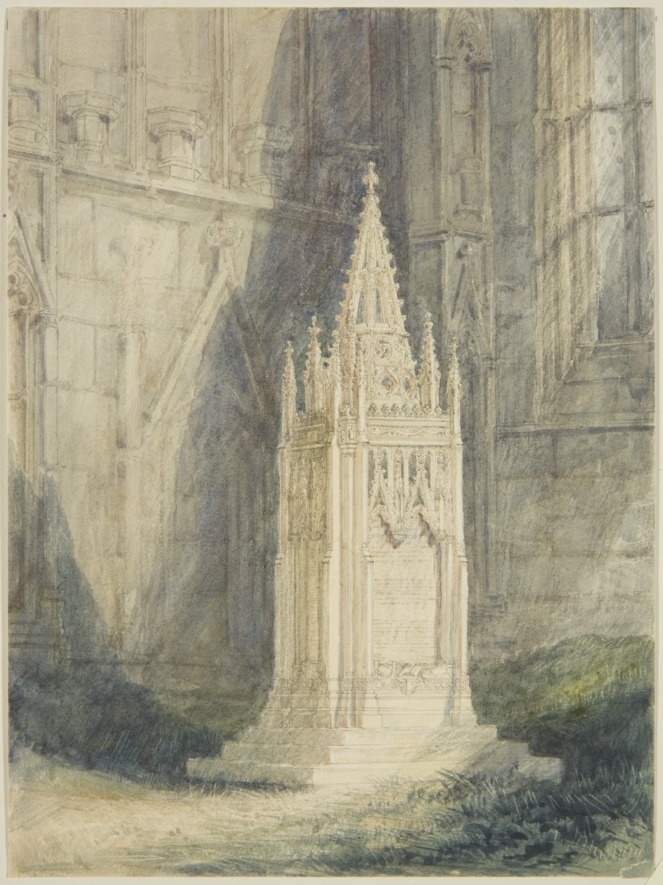 Tervezés a Chatterton Kenotaph számára a St Mary Redcliffe templomban (akvarell és testfesték ceruzával, krétával és kikarcolással, papíron) alkotó: John Britton