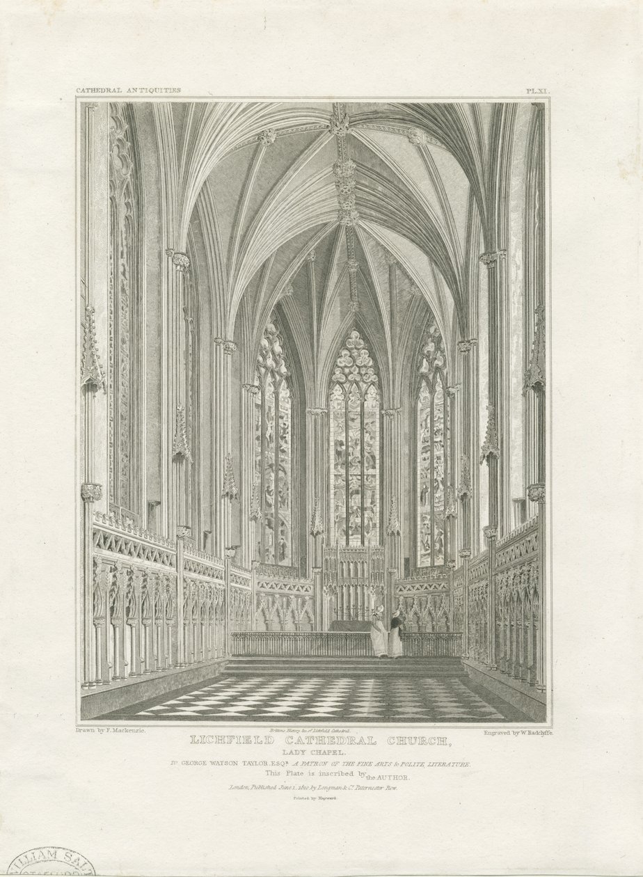 Lichfield katedrális belseje – Lady Chapel: metszet, és [c 1820] (nyomtatás) alkotó: John Britton