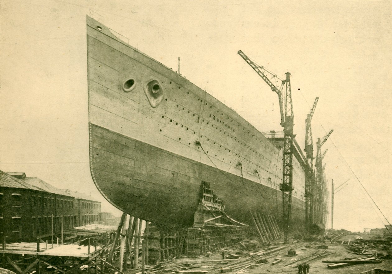 „The Aquitania on the Stocks”, 1930. alkotó: John Brown and Company