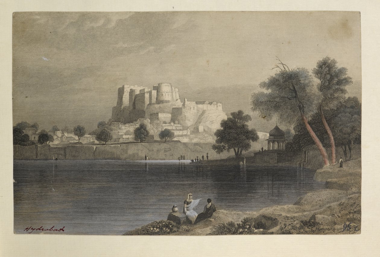 Hyderabad (színes metszet) alkotó: John Browning Bellasis