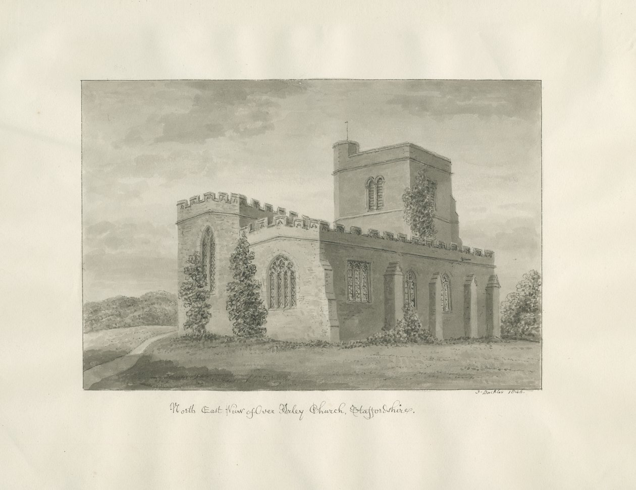 Arley templom: szépia rajz, 1846 alkotó: John Buckler