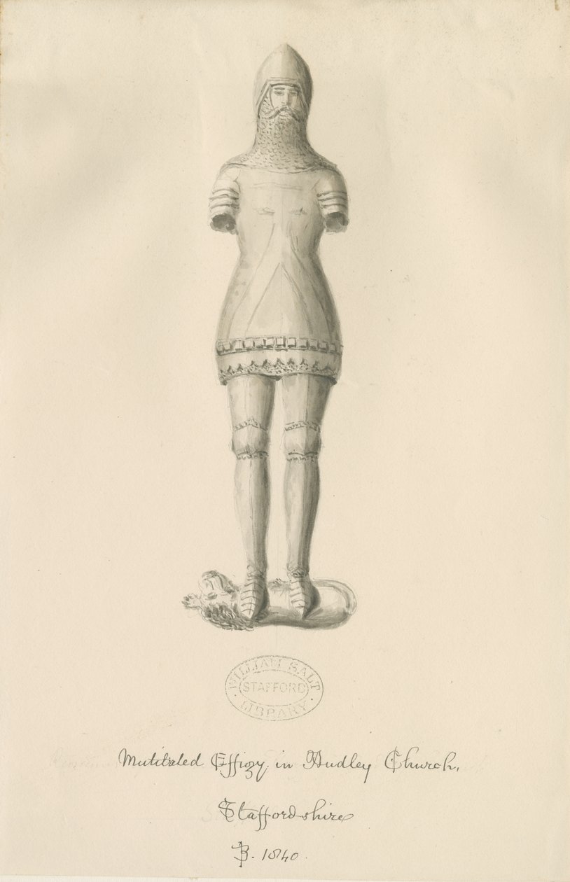 Audley Monuments - "Audley Knight": szépia rajz, 1840 alkotó: John Buckler