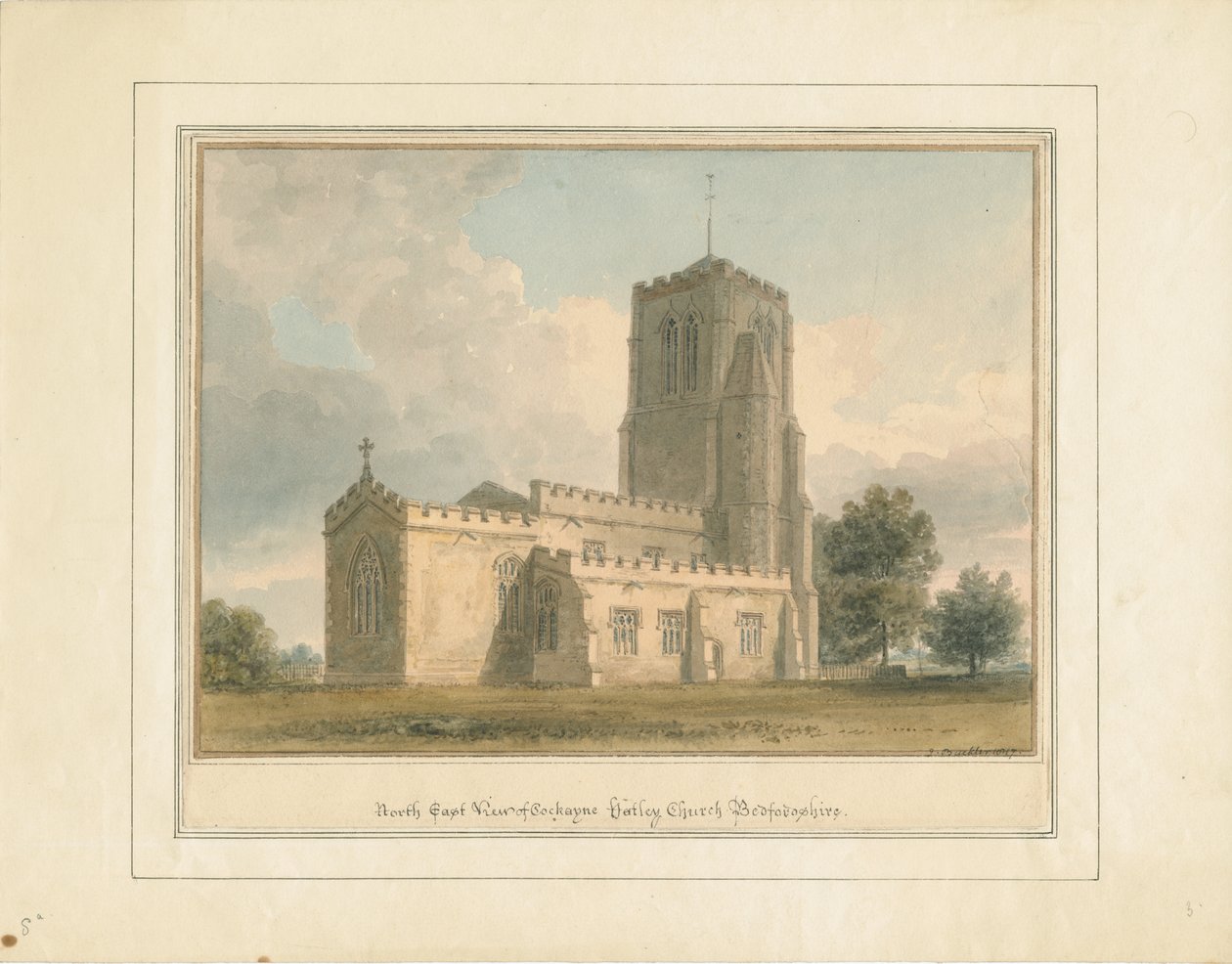 Bedfordshire - Cockayne Hatley templom, 1817 alkotó: John Buckler
