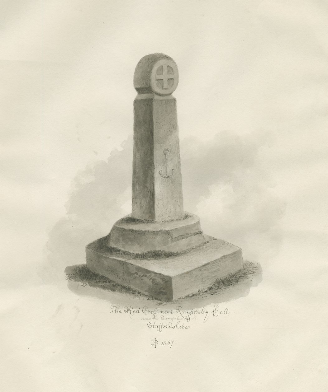Biddulph - "Vöröskereszt": szépia rajz, 1847 alkotó: John Buckler