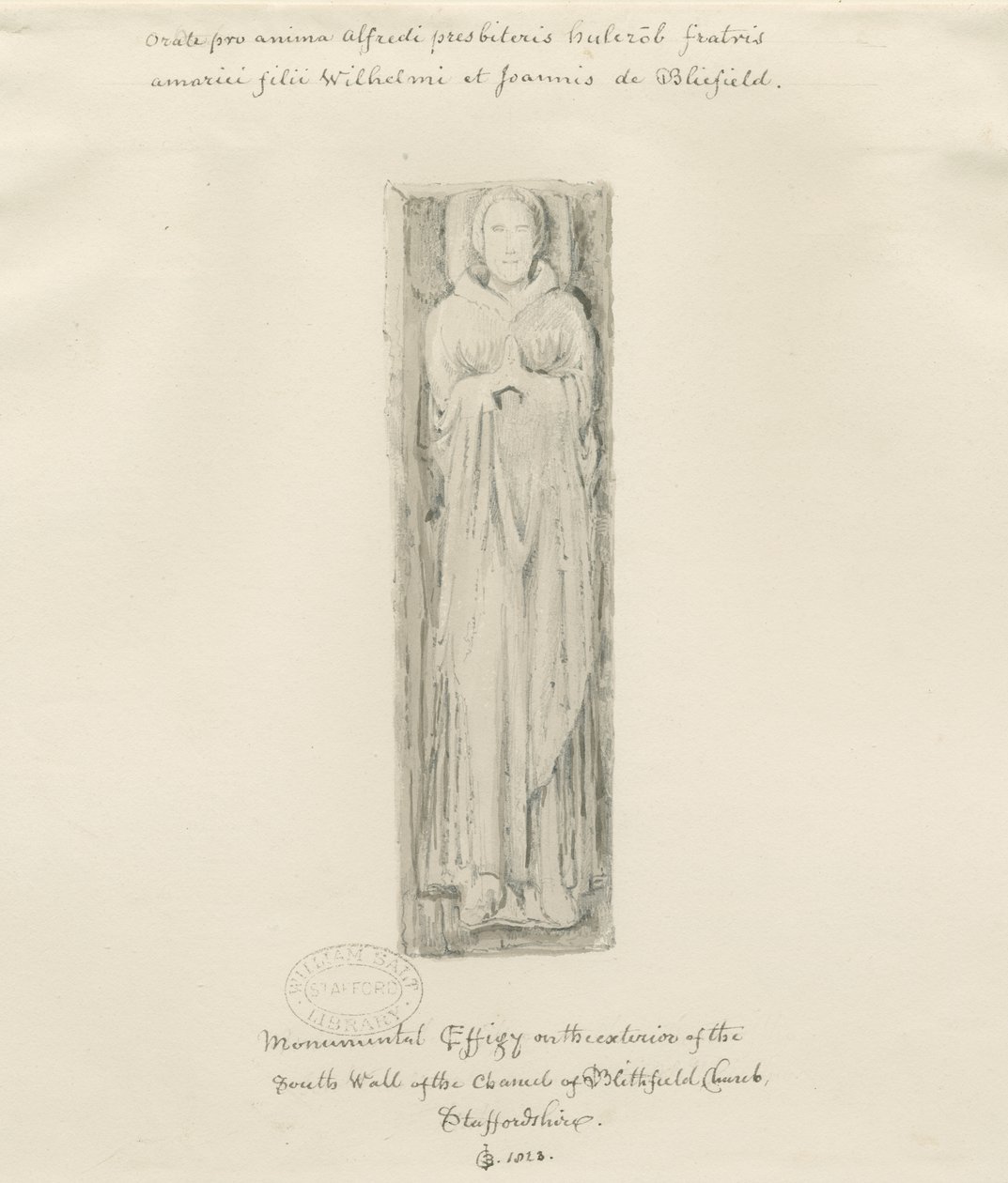 Blithfield templom - monumentális kép: színezett rajz, 1823 alkotó: John Buckler