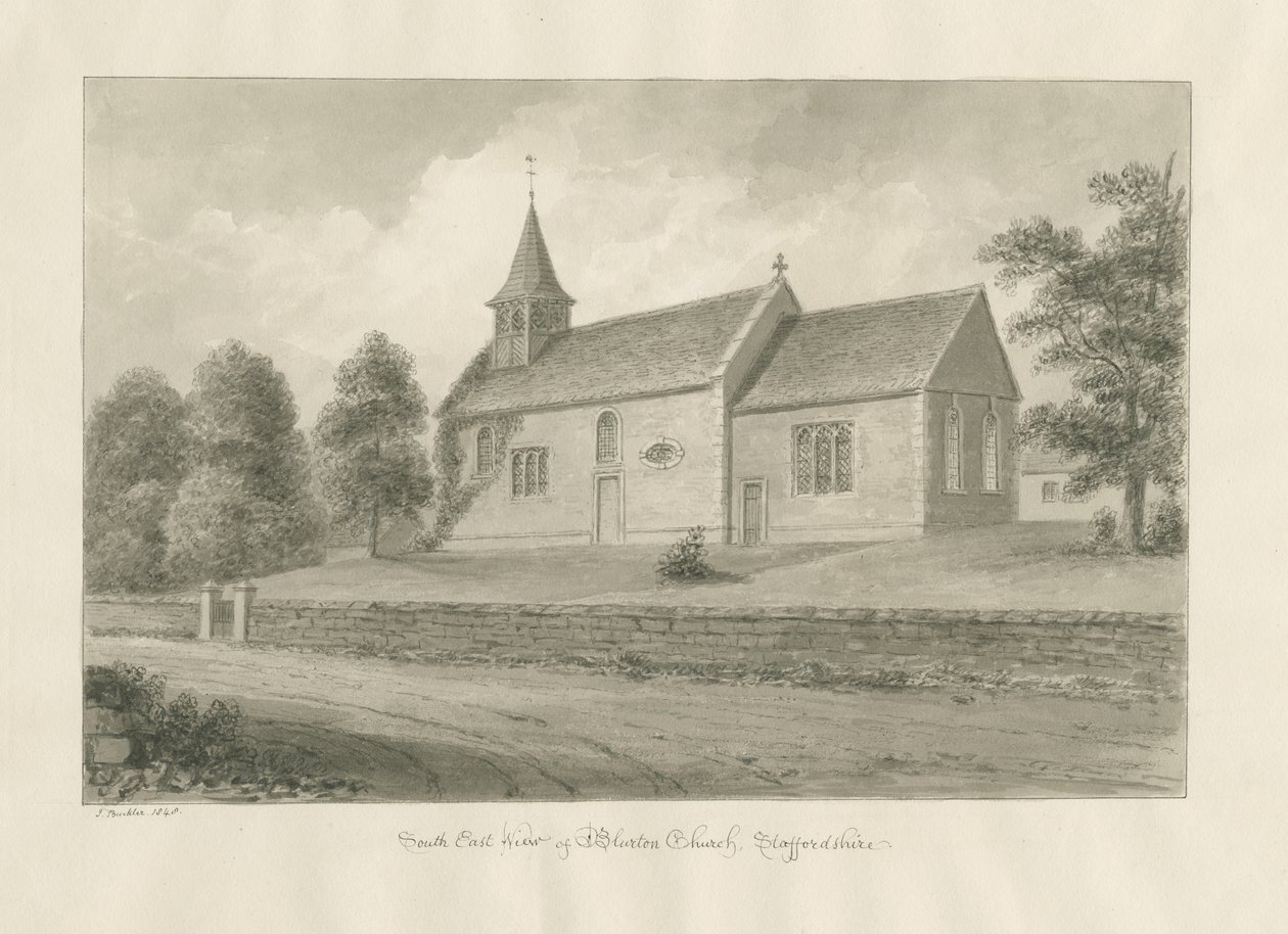 Blurton templom: szépia rajz, 1848 alkotó: John Buckler