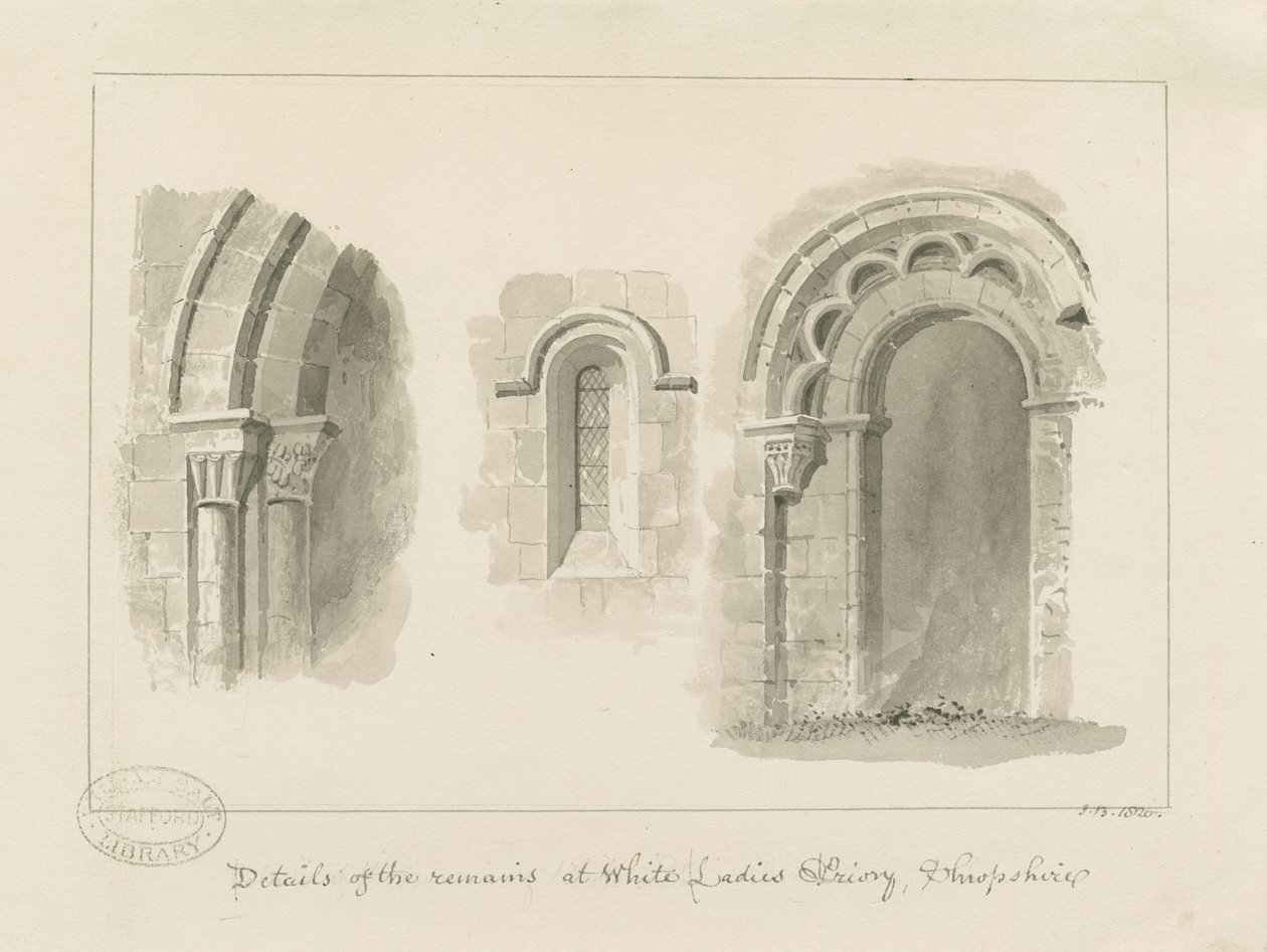 Brewood - Whiteladies Priory (Ruin) : szépia rajz alkotó: John Buckler