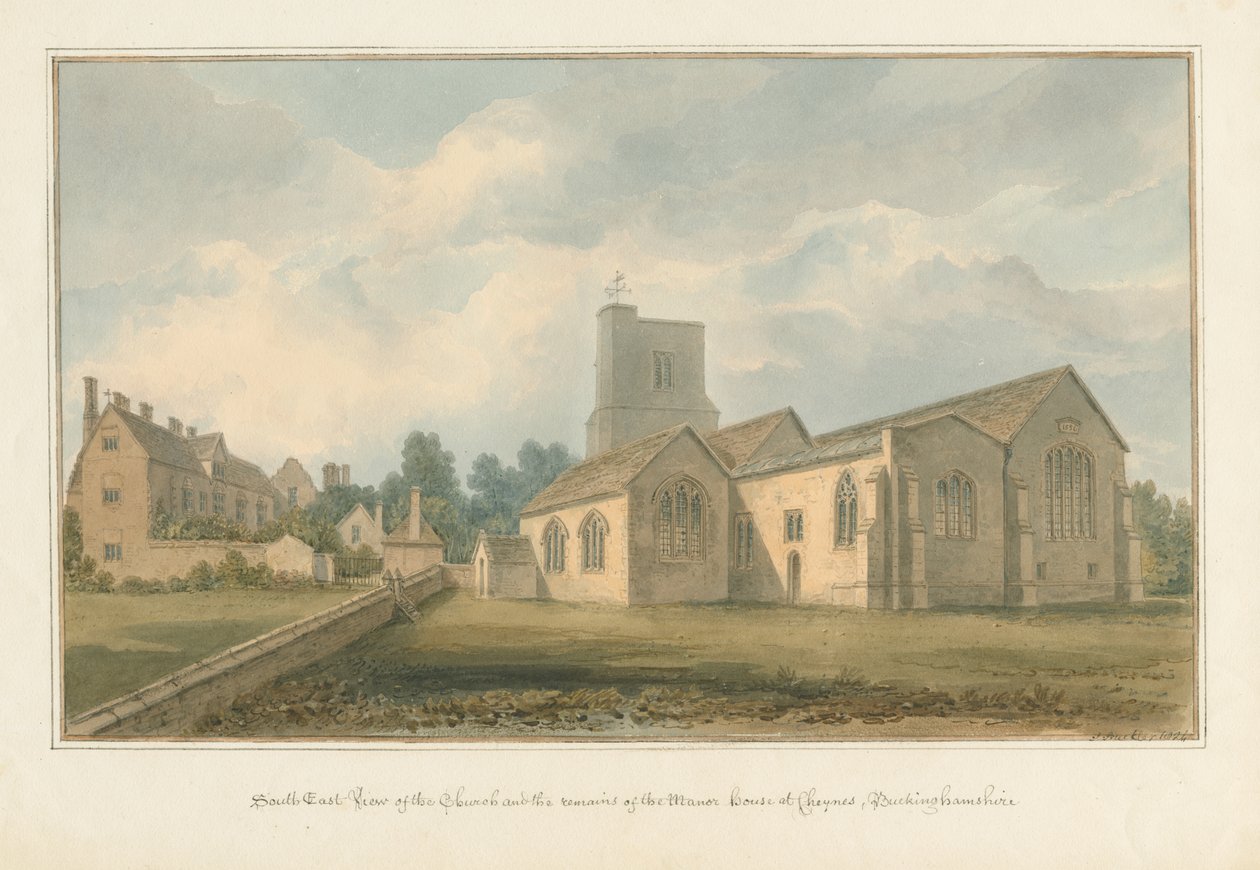 Buckinghamshire - Chenies templom és az udvarház maradványai, 1824 alkotó: John Buckler