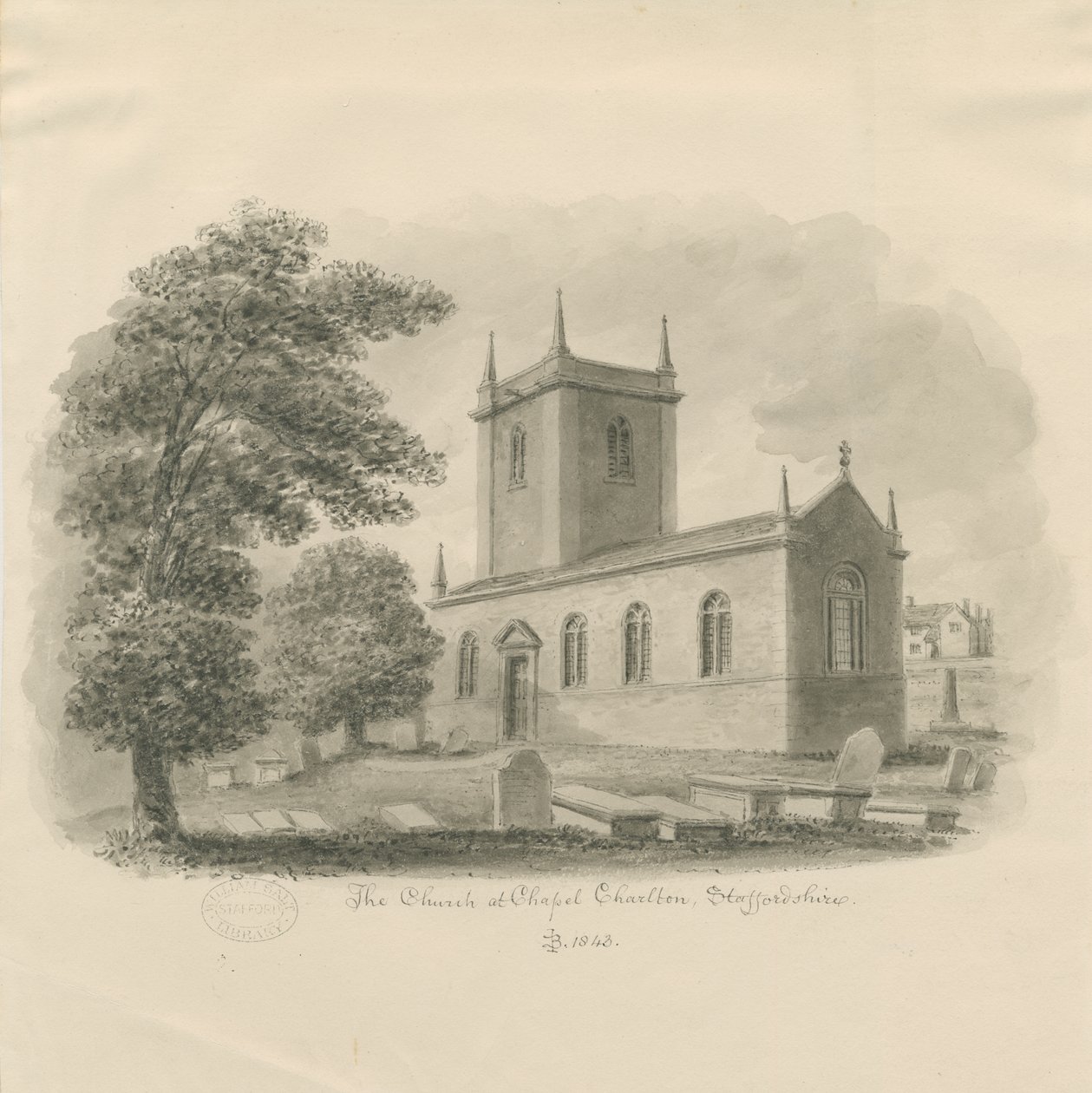 Chapel Chorlton Church: szépia rajz alkotó: John Buckler