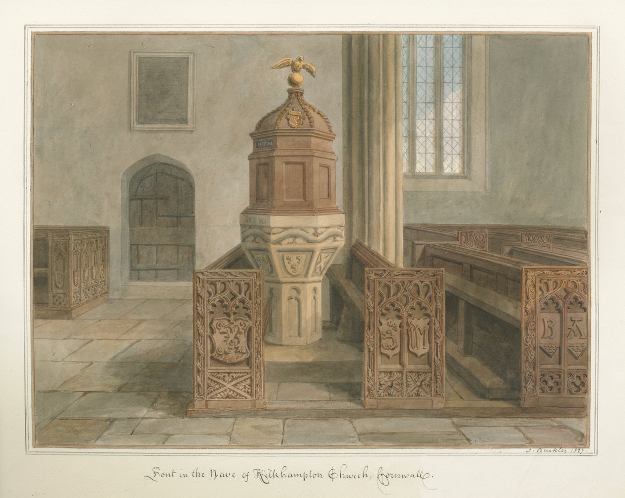 Cornwall – Kilkhampton Church, 1827 alkotó: John Buckler