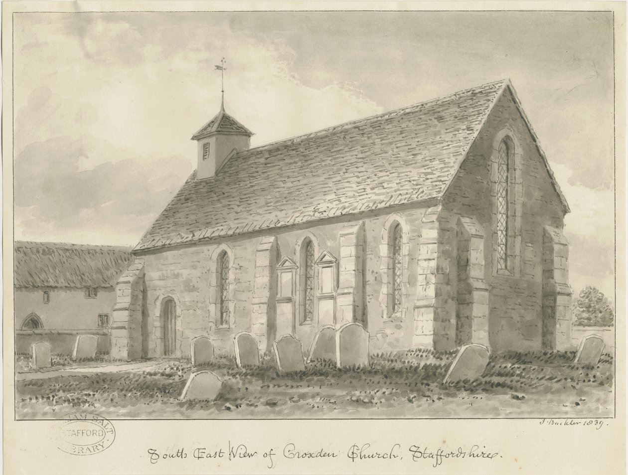 Croxden - Guest Chapel: sepia drawing alkotó: John Buckler