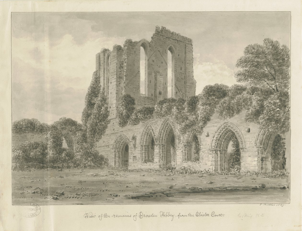 Croxden Abbey: szépia rajz alkotó: John Buckler
