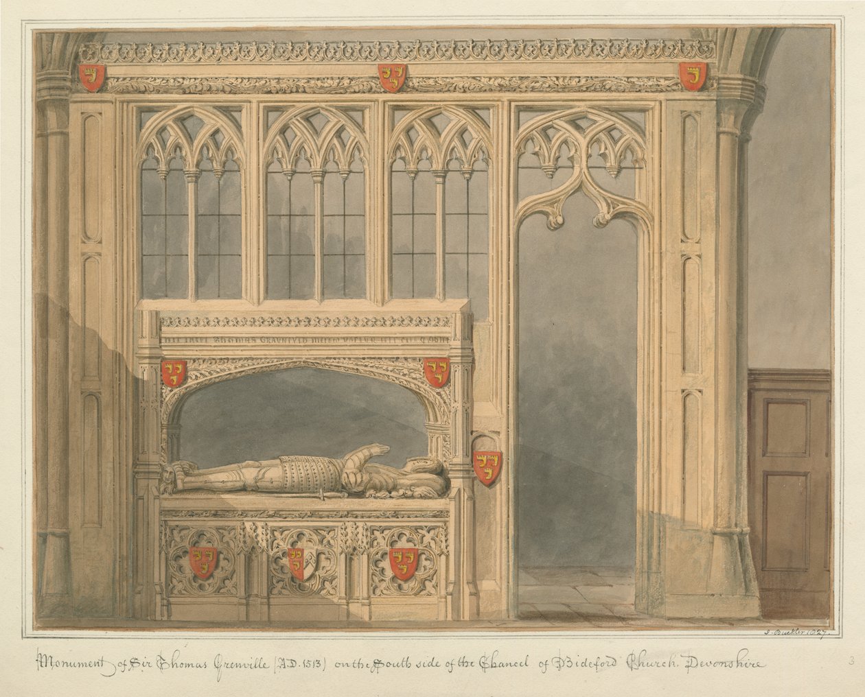 Devonshire - Bideford templom - Sir Thomas Grenville emlékműve alkotó: John Buckler