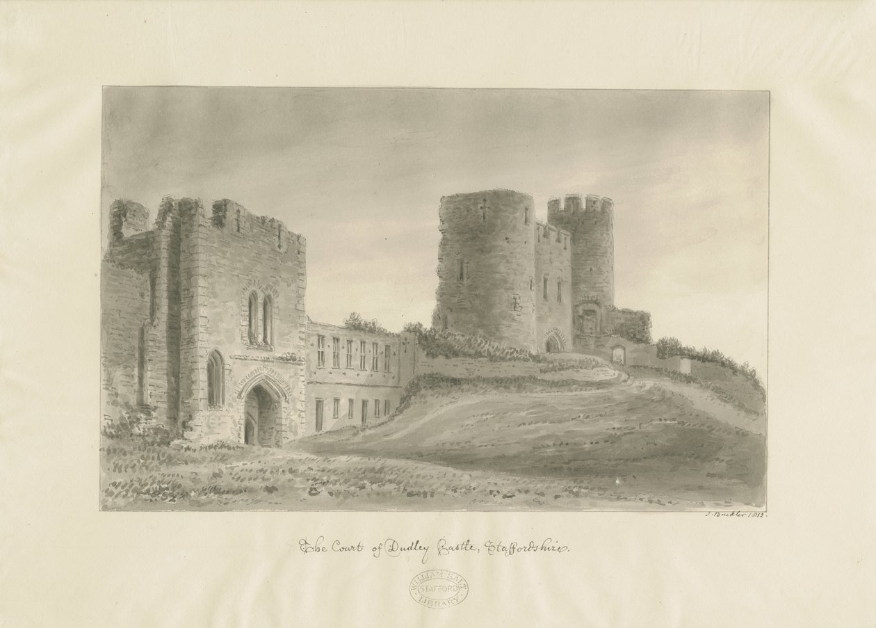 Dudley kastély - The Keep: szépia rajz alkotó: John Buckler