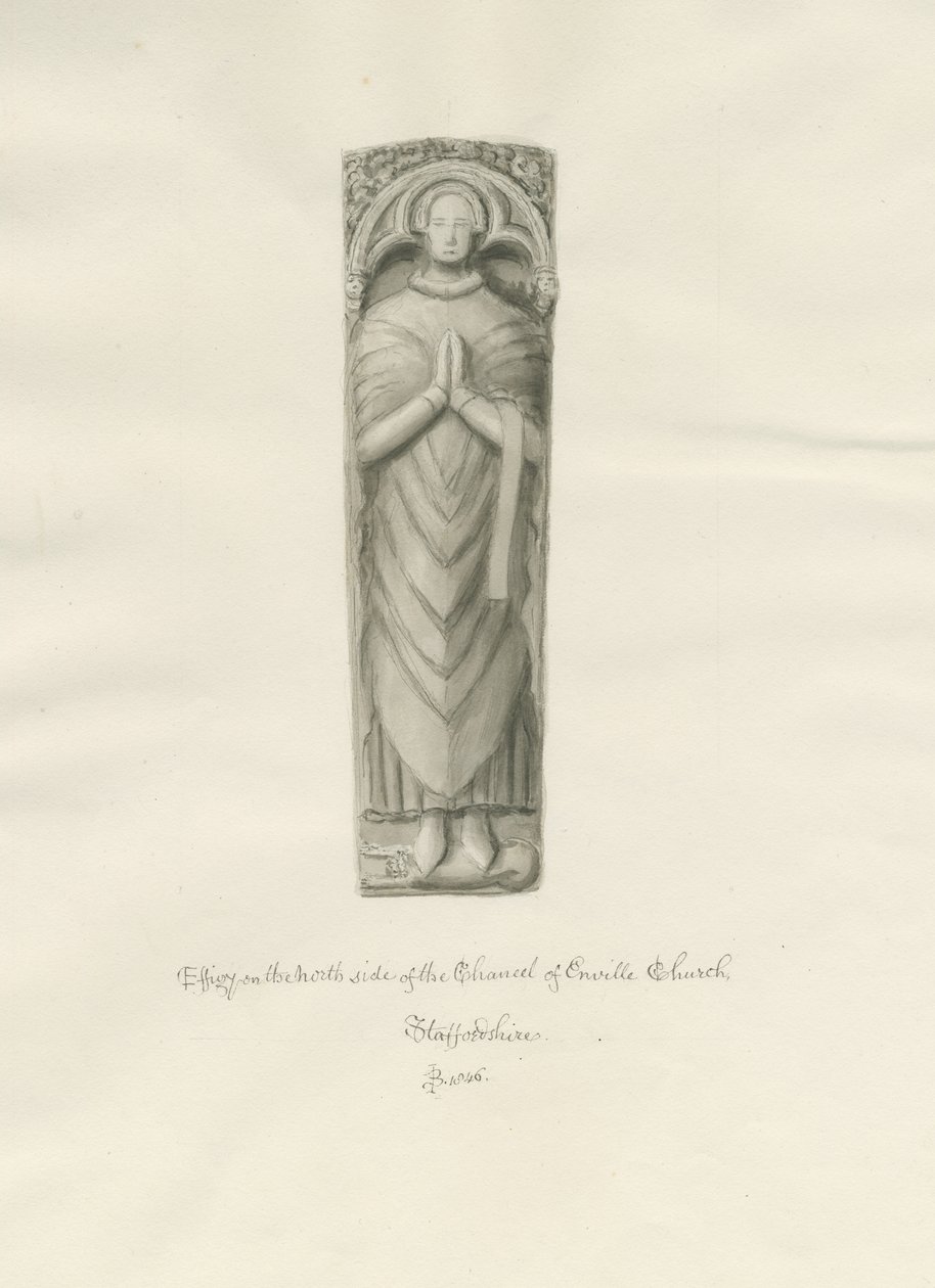 Enville templom - Effigy: szépia rajz alkotó: John Buckler