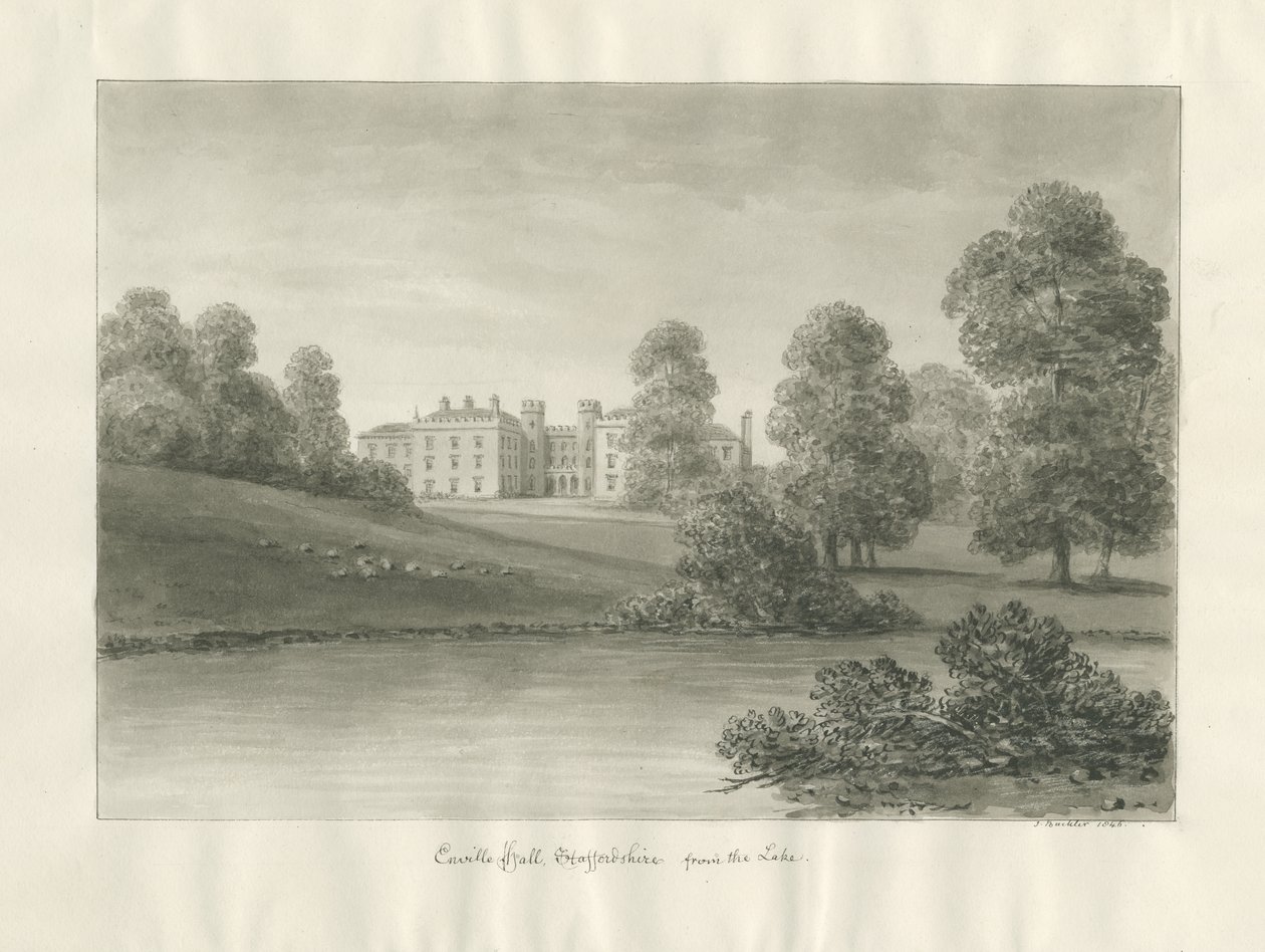 Enville Hall: szépia rajz alkotó: John Buckler