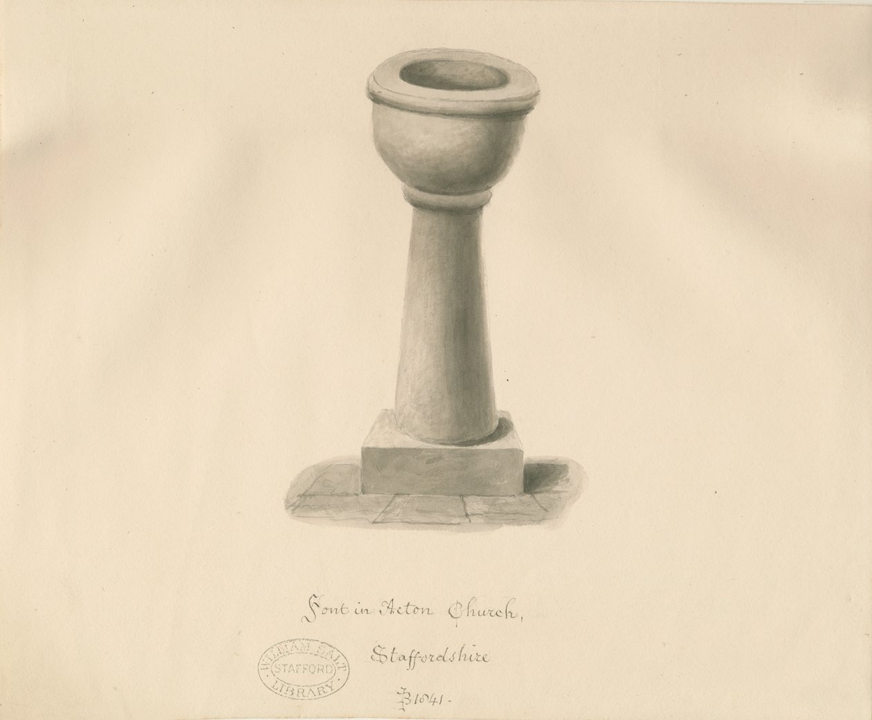 Betűtípus az Acton Trussell templomban: szépia rajz, 1841 alkotó: John Buckler