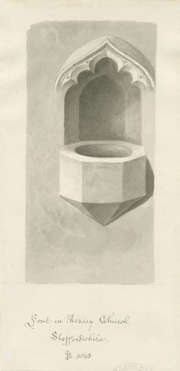 Betűtípus az Ashley Churchben: szépia rajz, 1843 alkotó: John Buckler