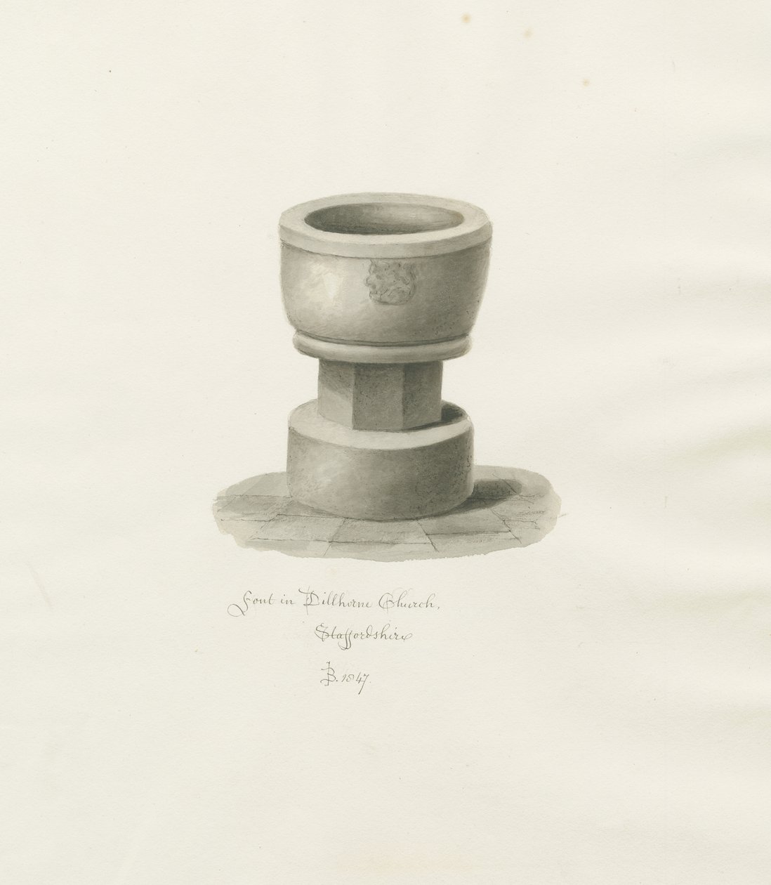 Betűtípus a Dilhorne templomban: szépia rajz, 1847 alkotó: John Buckler