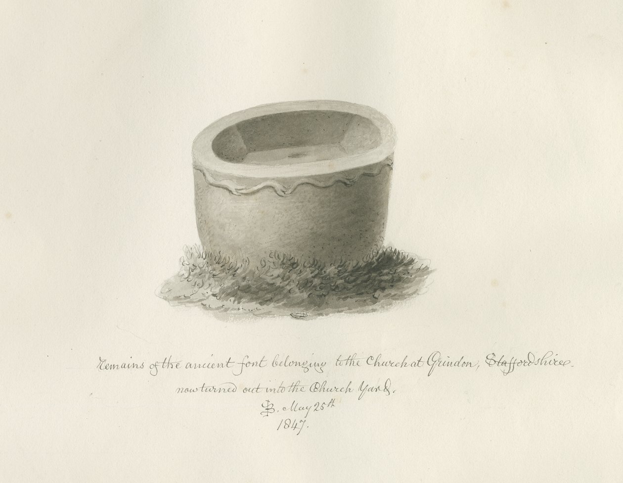 Betűtípus a Grindon Churchben: szépia rajz, 1847. május 25. (rajz) alkotó: John Buckler