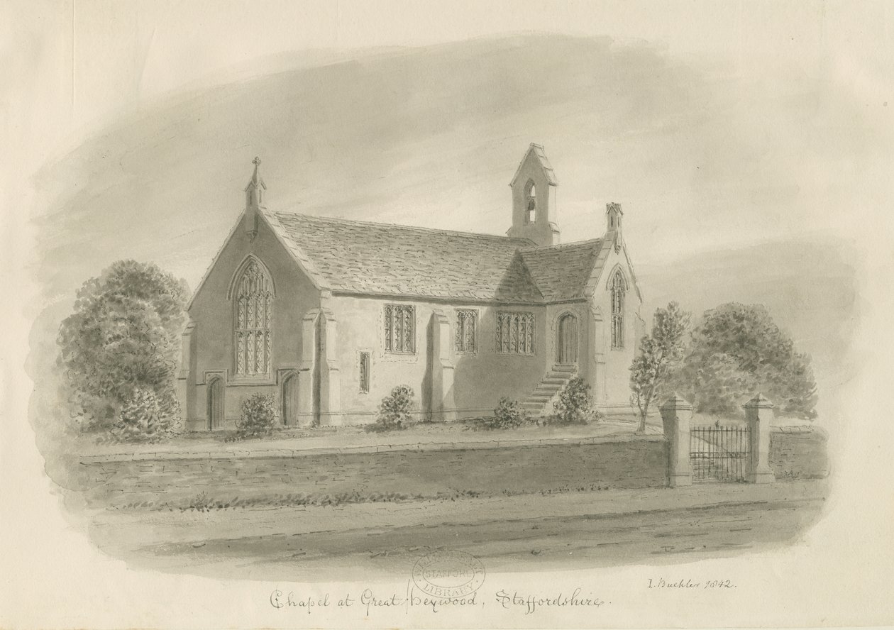 Great Haywood Chapel: szépia rajz alkotó: John Buckler