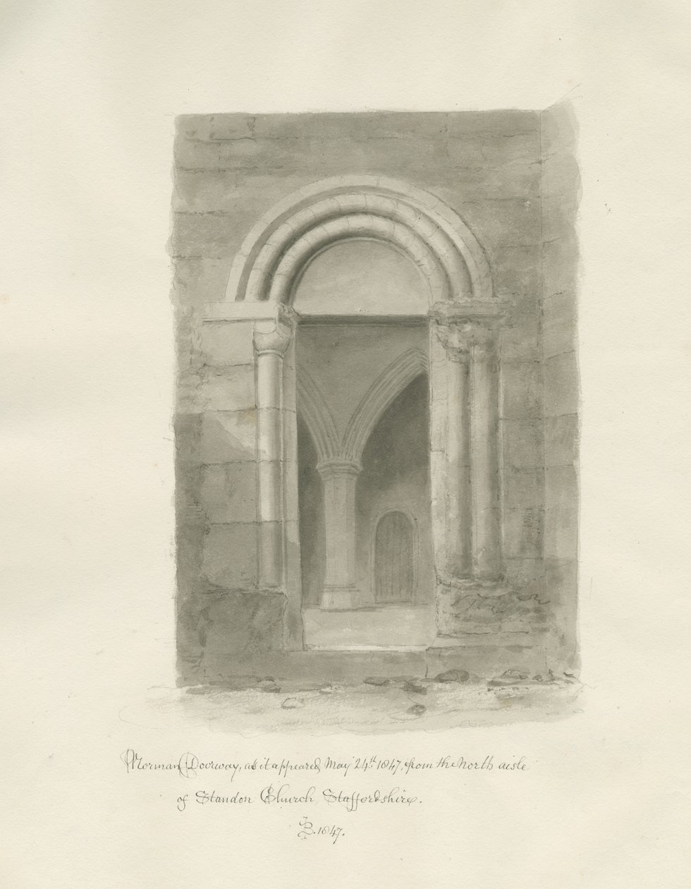 Standon templom belseje: szépia rajz, 1847. május 24. (rajz) alkotó: John Buckler