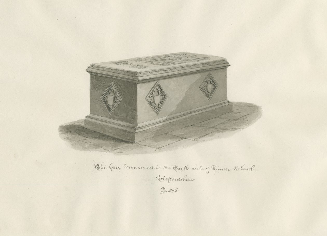 Kinver templom – „A szürke emlékmű”: szépia rajz alkotó: John Buckler