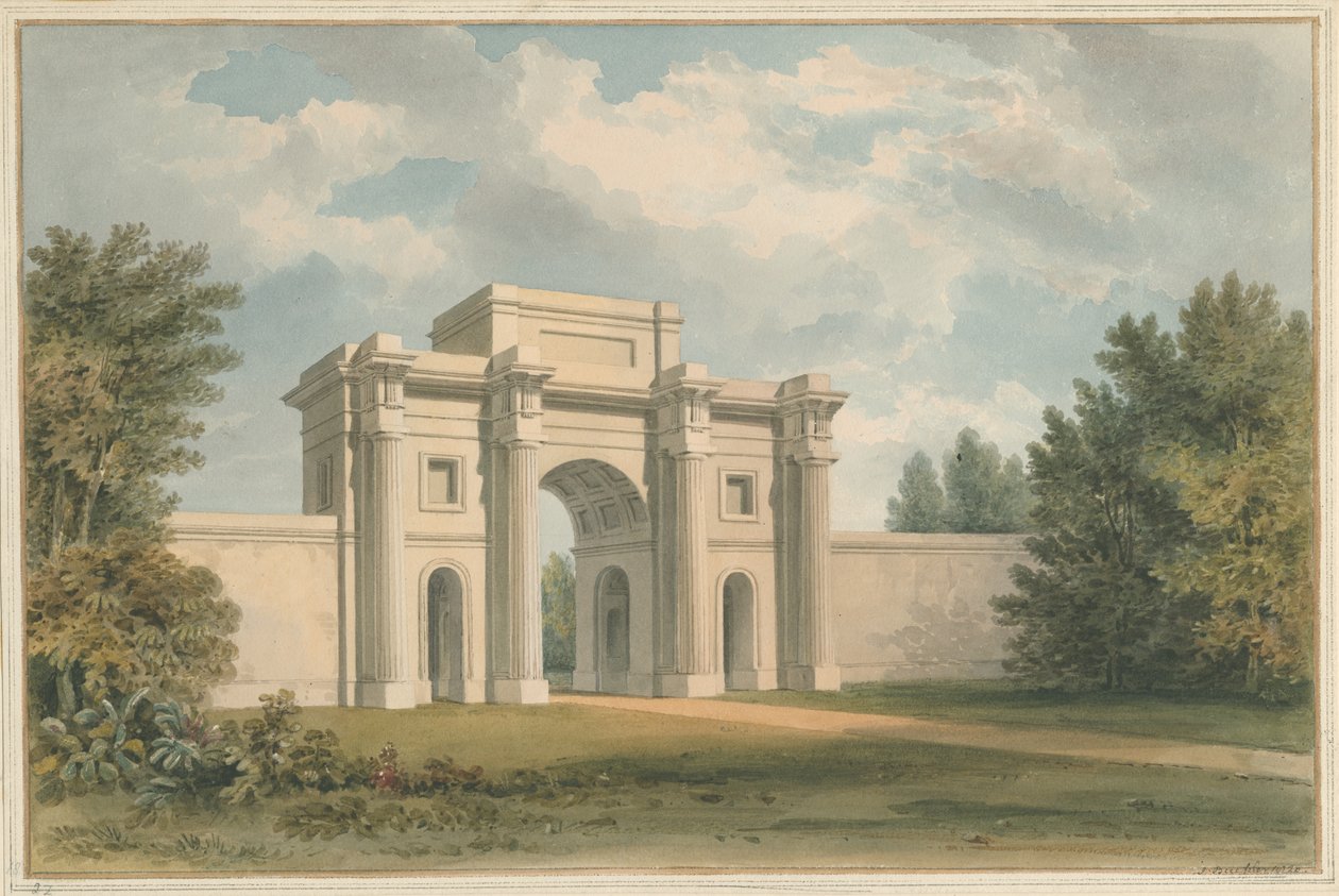 Leicestershire – Gopsall-ház – Az átjáró, 1820 alkotó: John Buckler