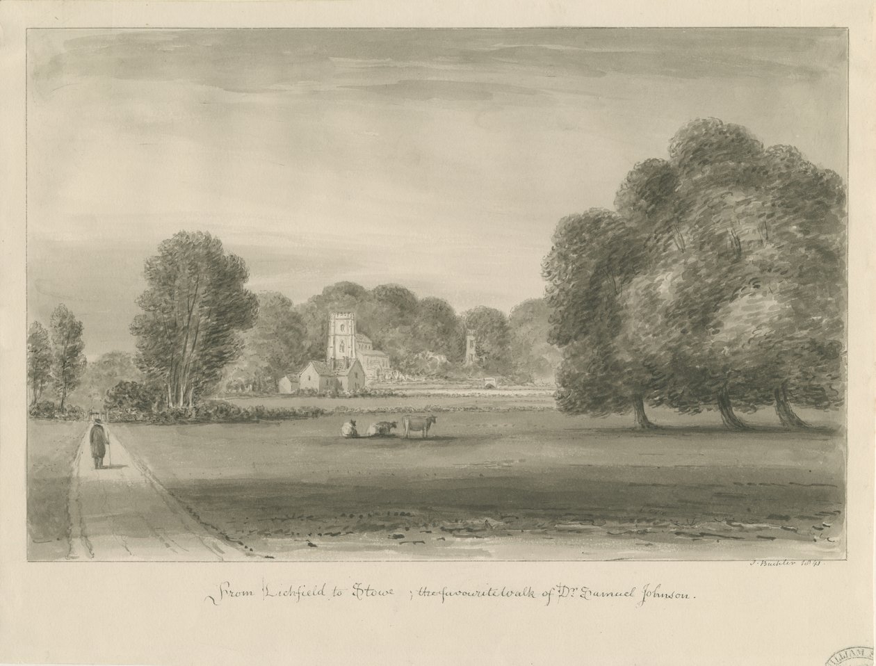 Lichfield - Stowe: szépia rajz, 1841 alkotó: John Buckler